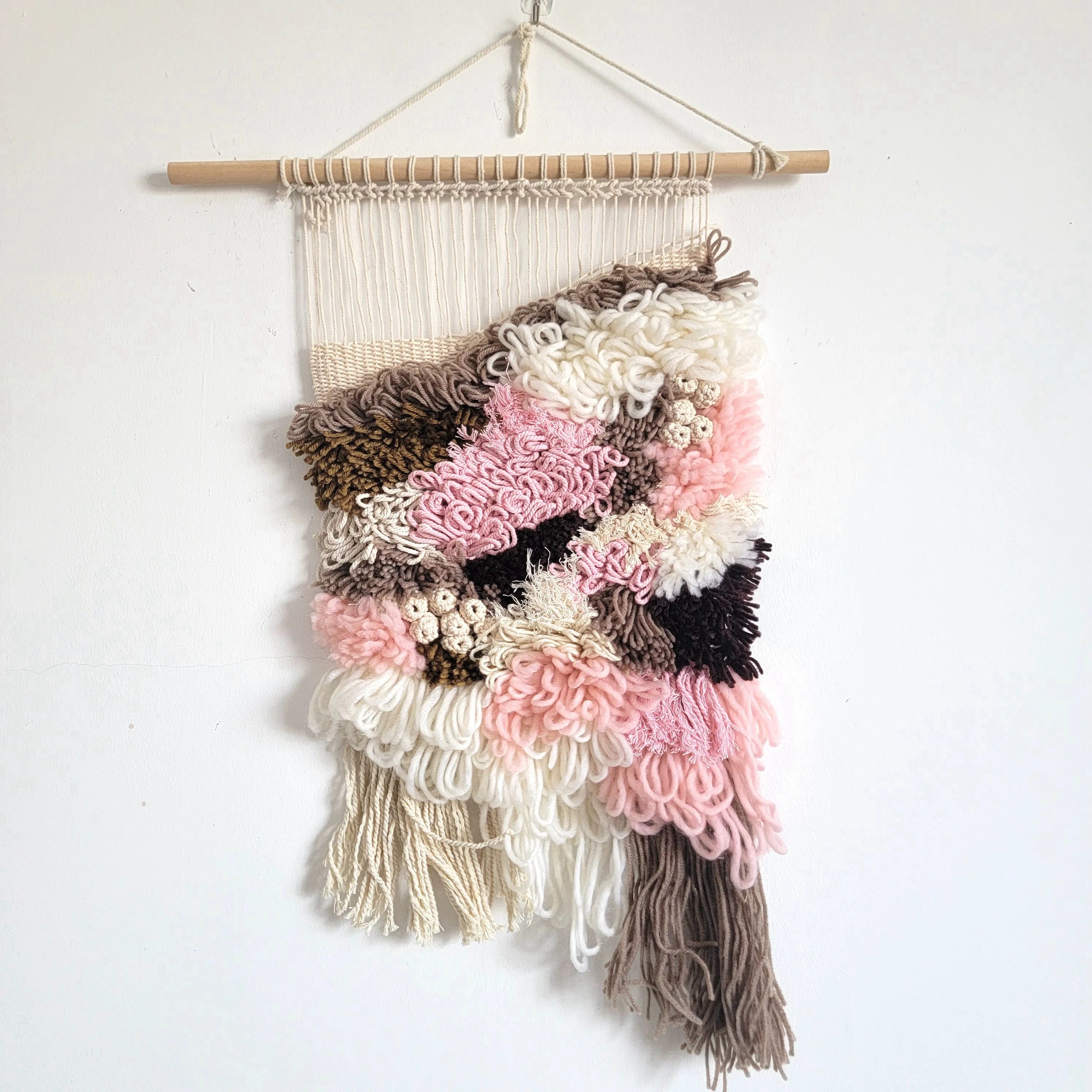 Tapisserie murale texturée en laine acrylique multicolore