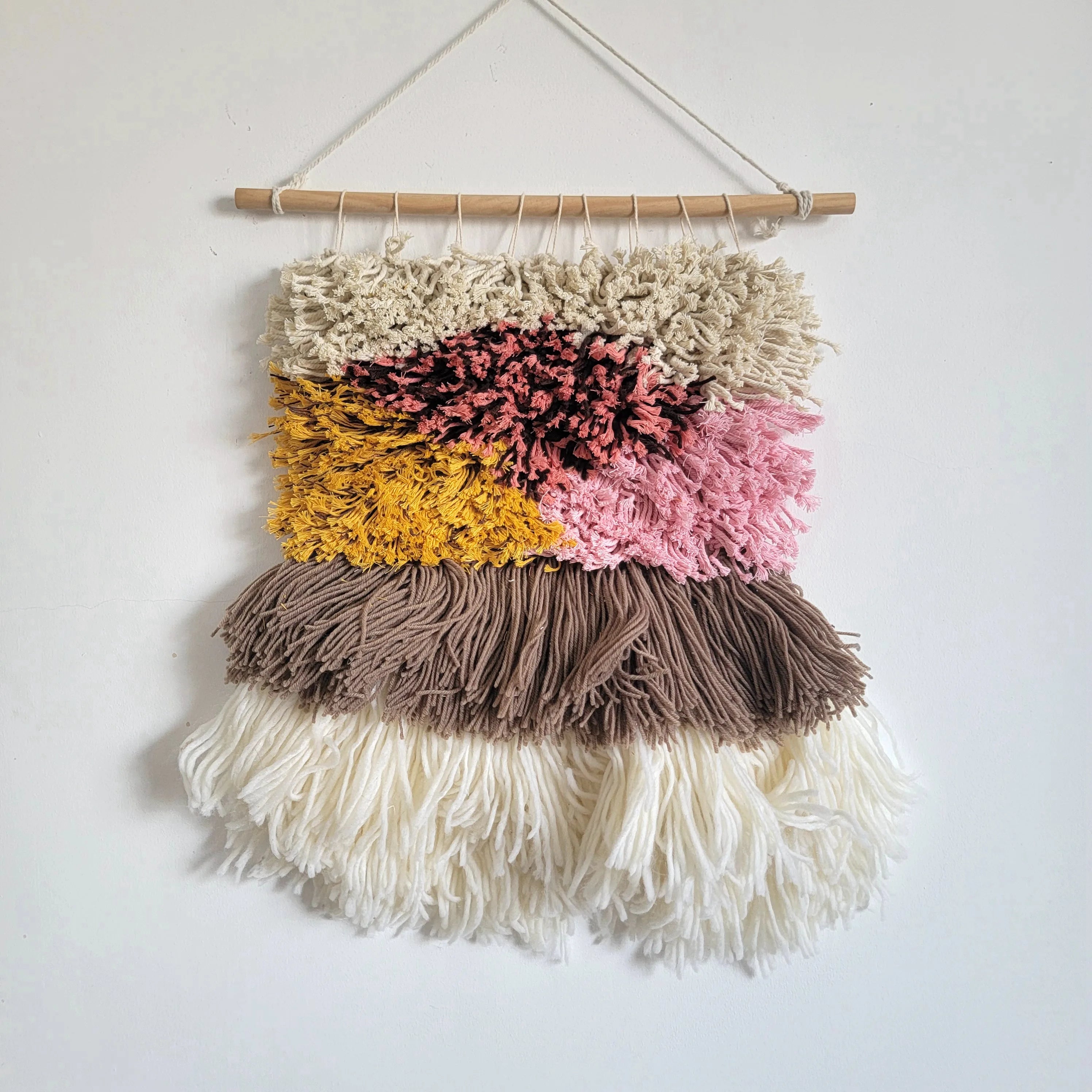 Tapisserie murale texturée en laine acrylique multicolore