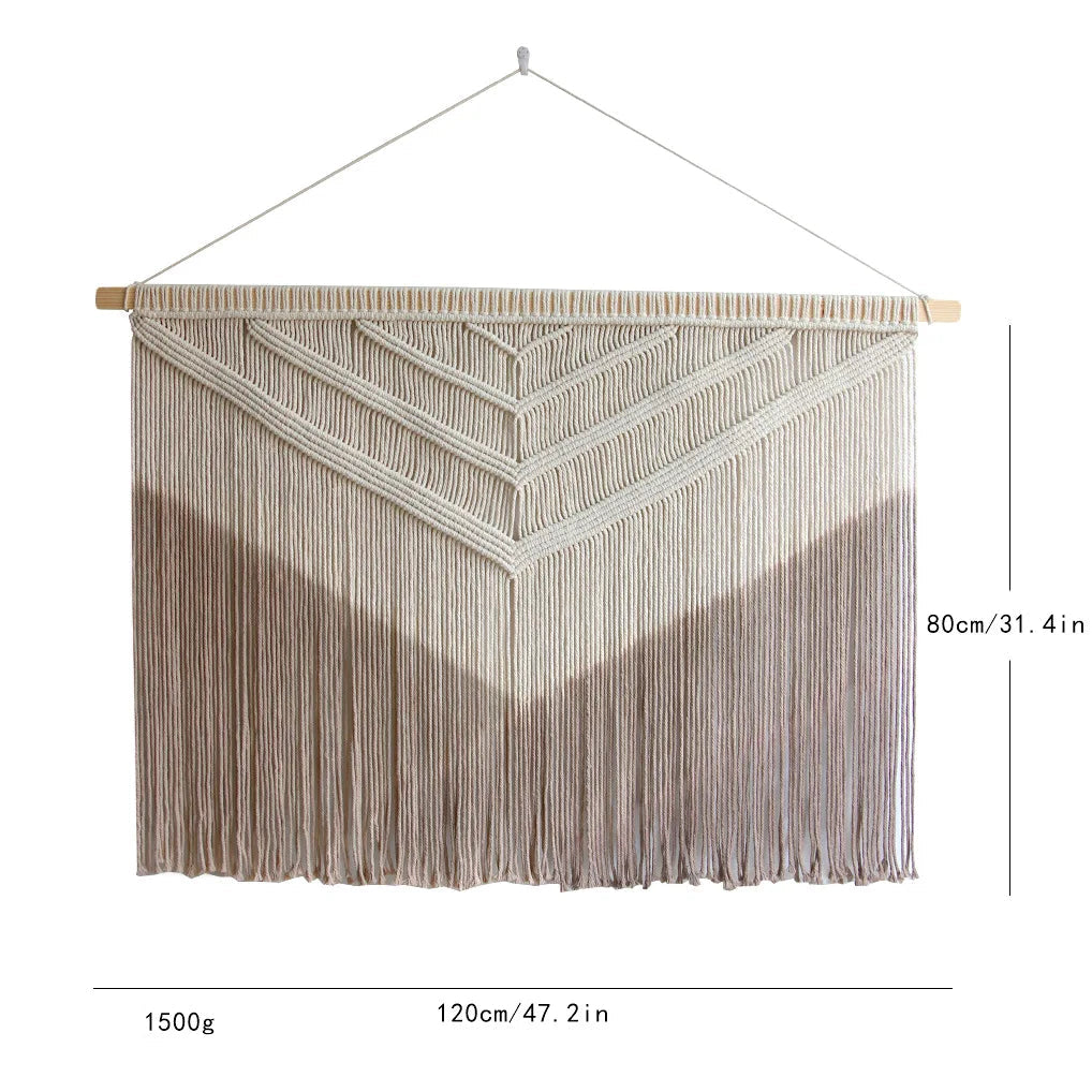 Macramé mural géométrique naturel