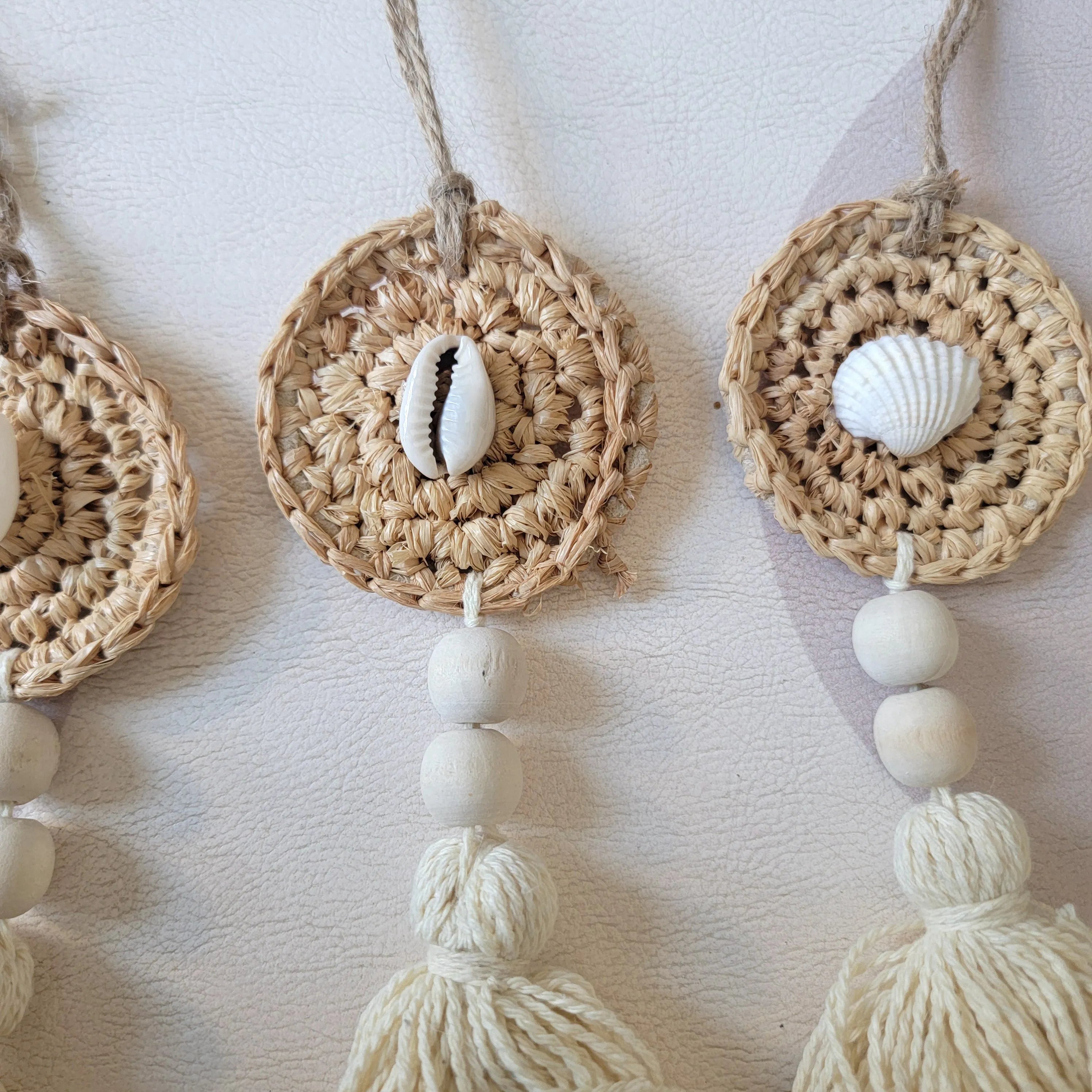 Suspensions macramé bohèmes coquillages (lot de 3)