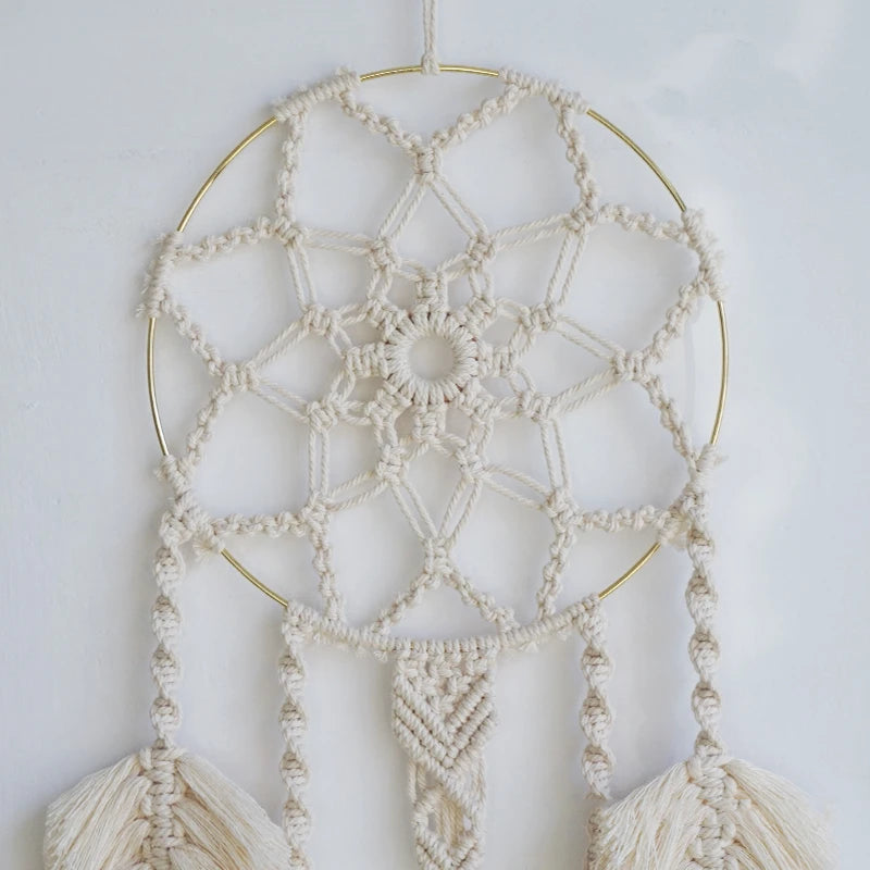 Macramé mural attrape-rêves bohème tissé main