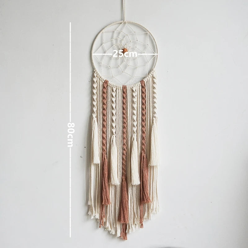 Macramé mural attrape-rêves bohème tissé main