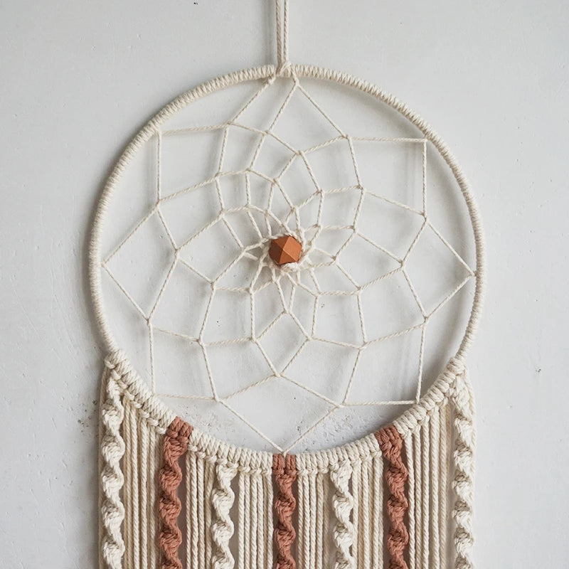 Macramé mural attrape-rêves bohème tissé main