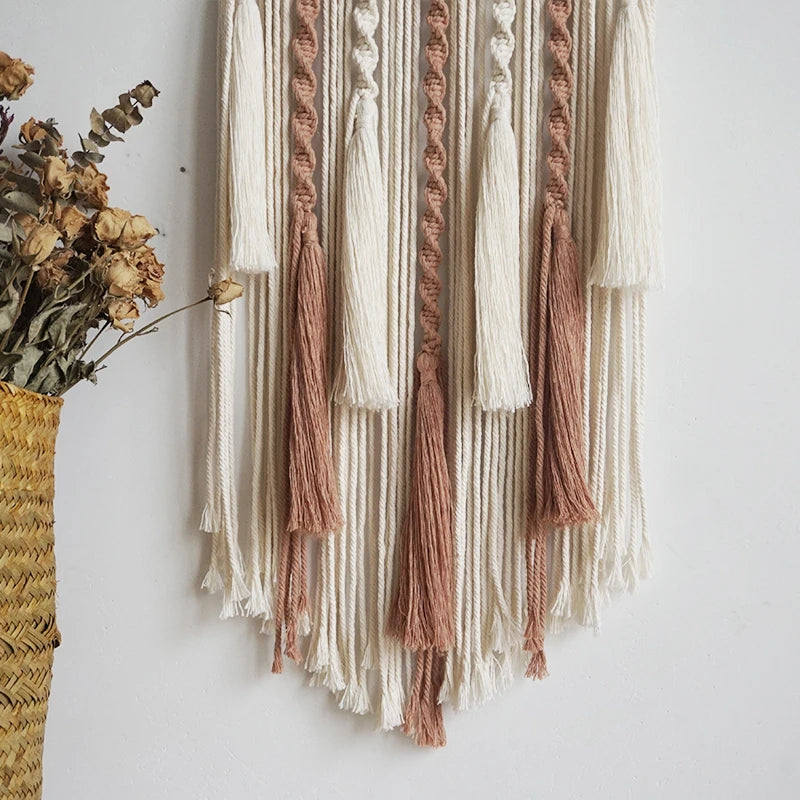 Macramé mural attrape-rêves bohème tissé main