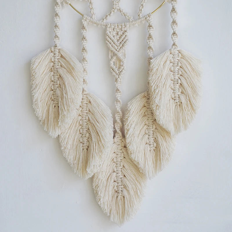 Macramé mural attrape-rêves bohème tissé main