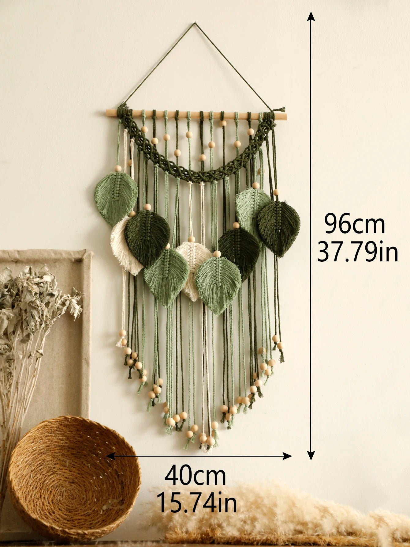 Macramé Mural Bohème Feuilles Tressées