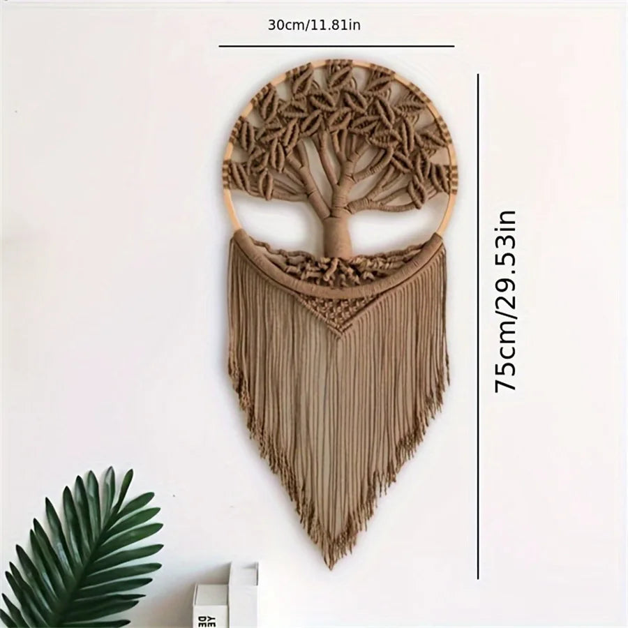 Macramé mural arbre de vie bohème
