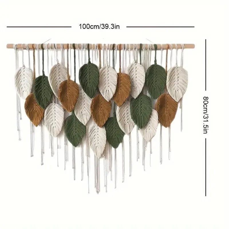Macramé murale feuilles bohème coloré