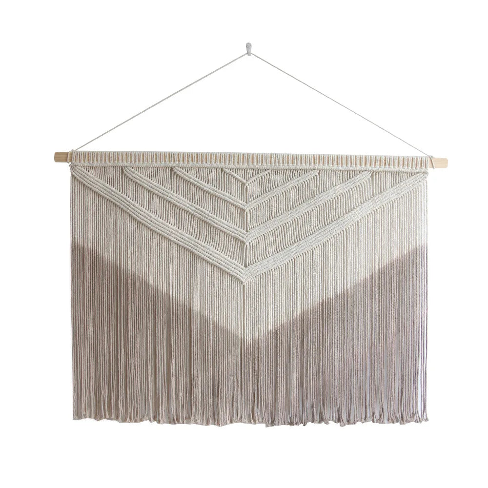 Macramé mural géométrique naturel