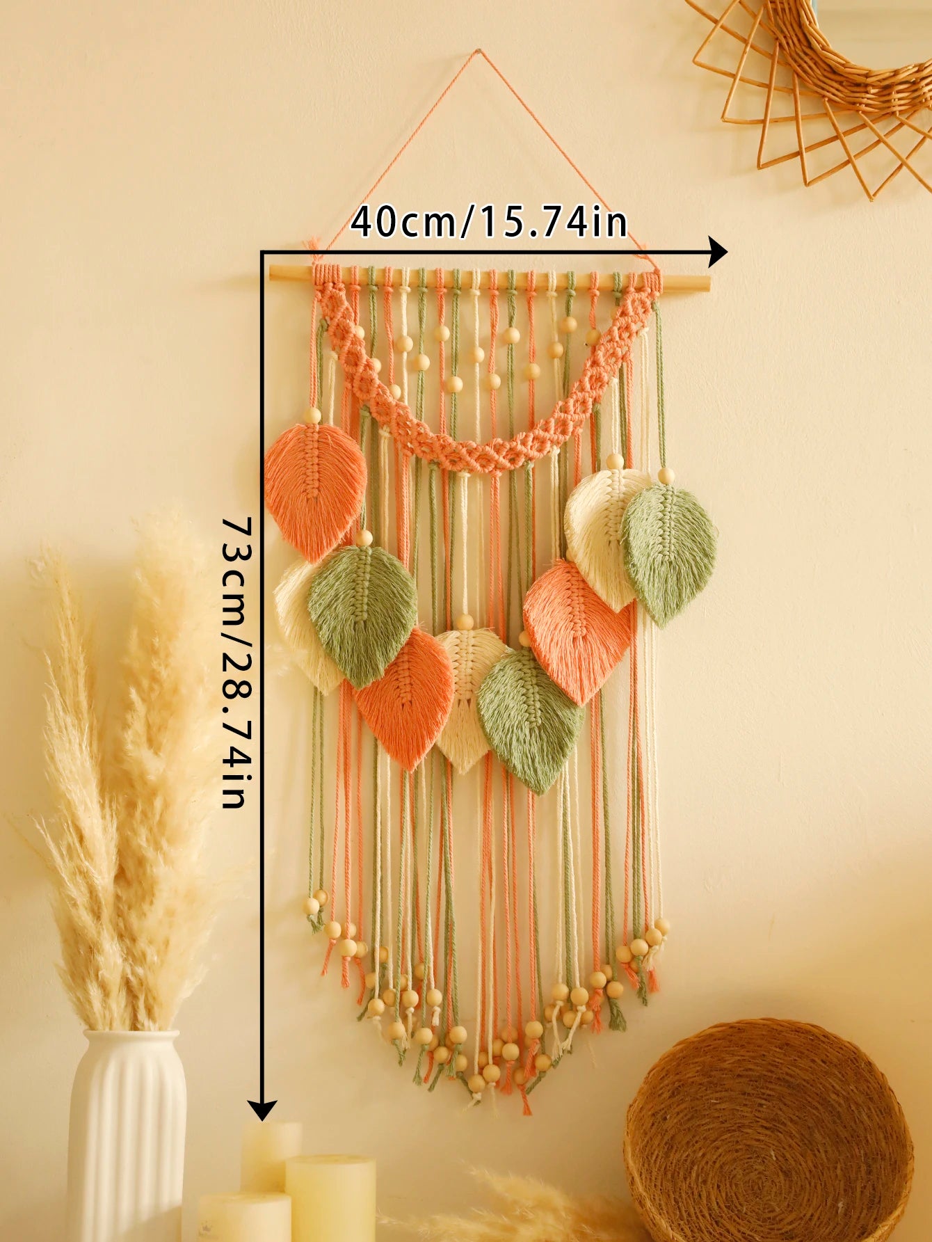 Macramé Mural Bohème Feuilles Tressées