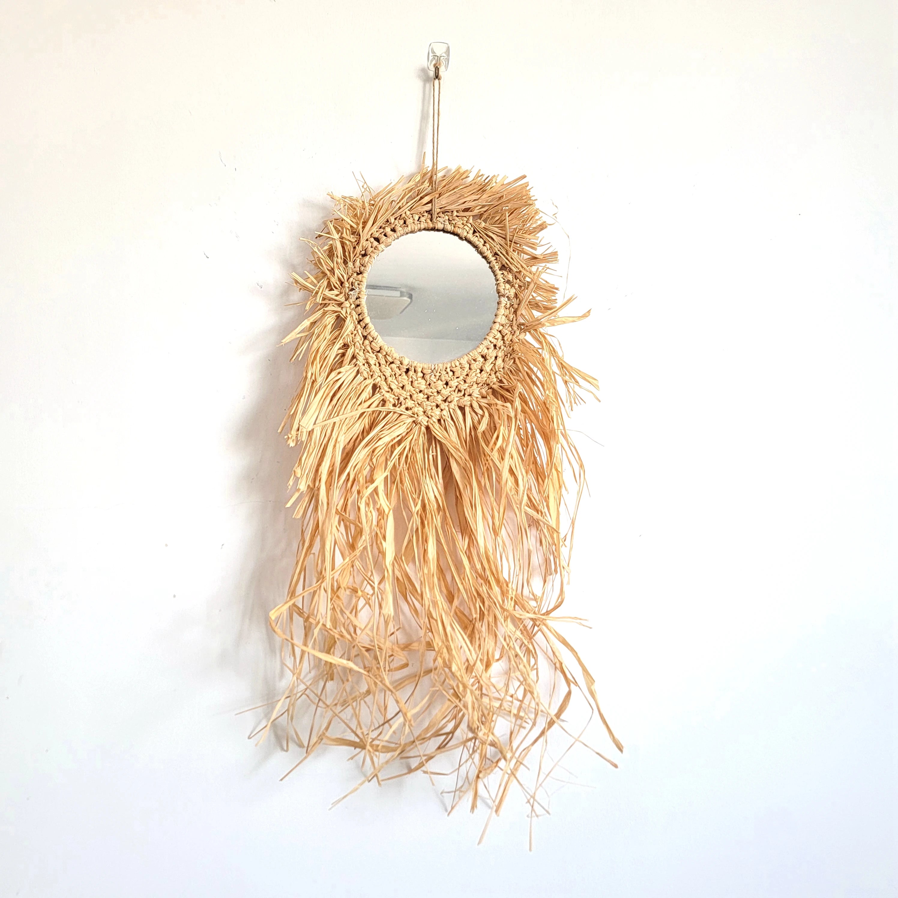 Miroir mural bohème crochet et longues franges