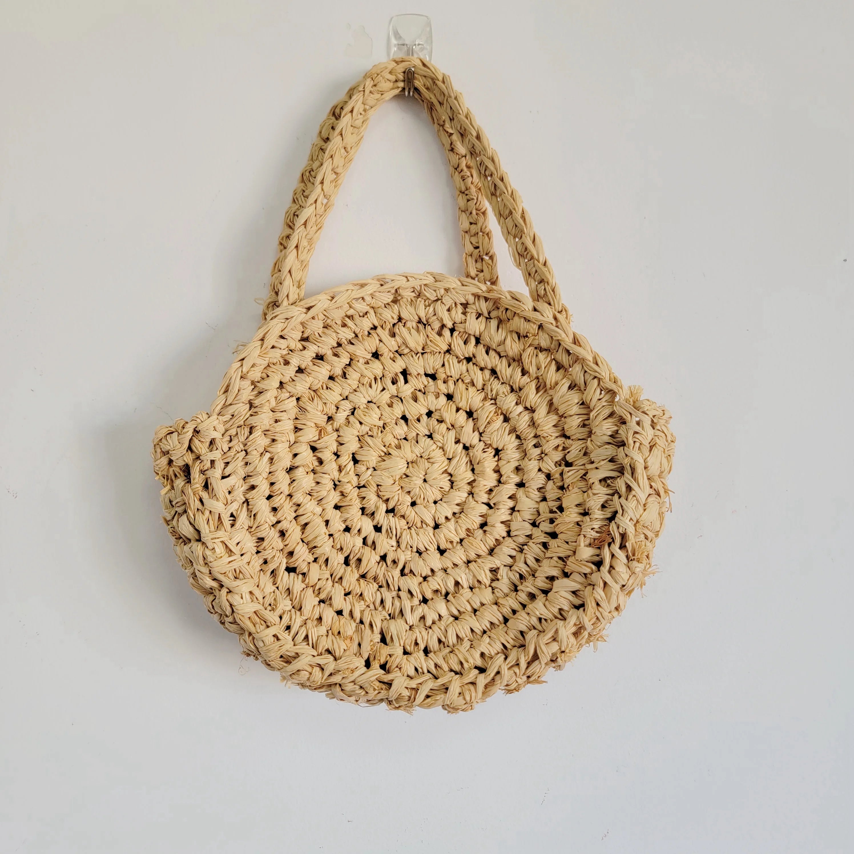 Sac rond en raphia tressé à la main