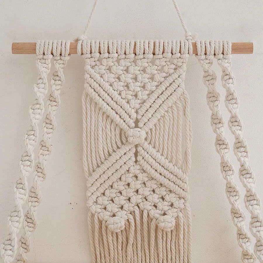 Étagère murale macramé bois naturel