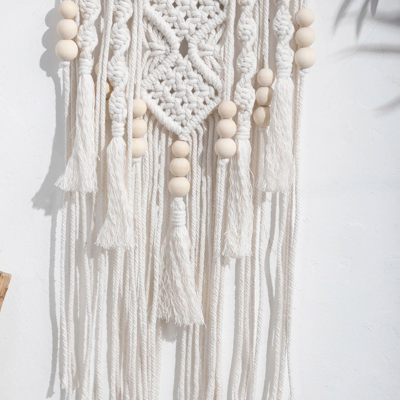Macramé mural lotus bohème blanc