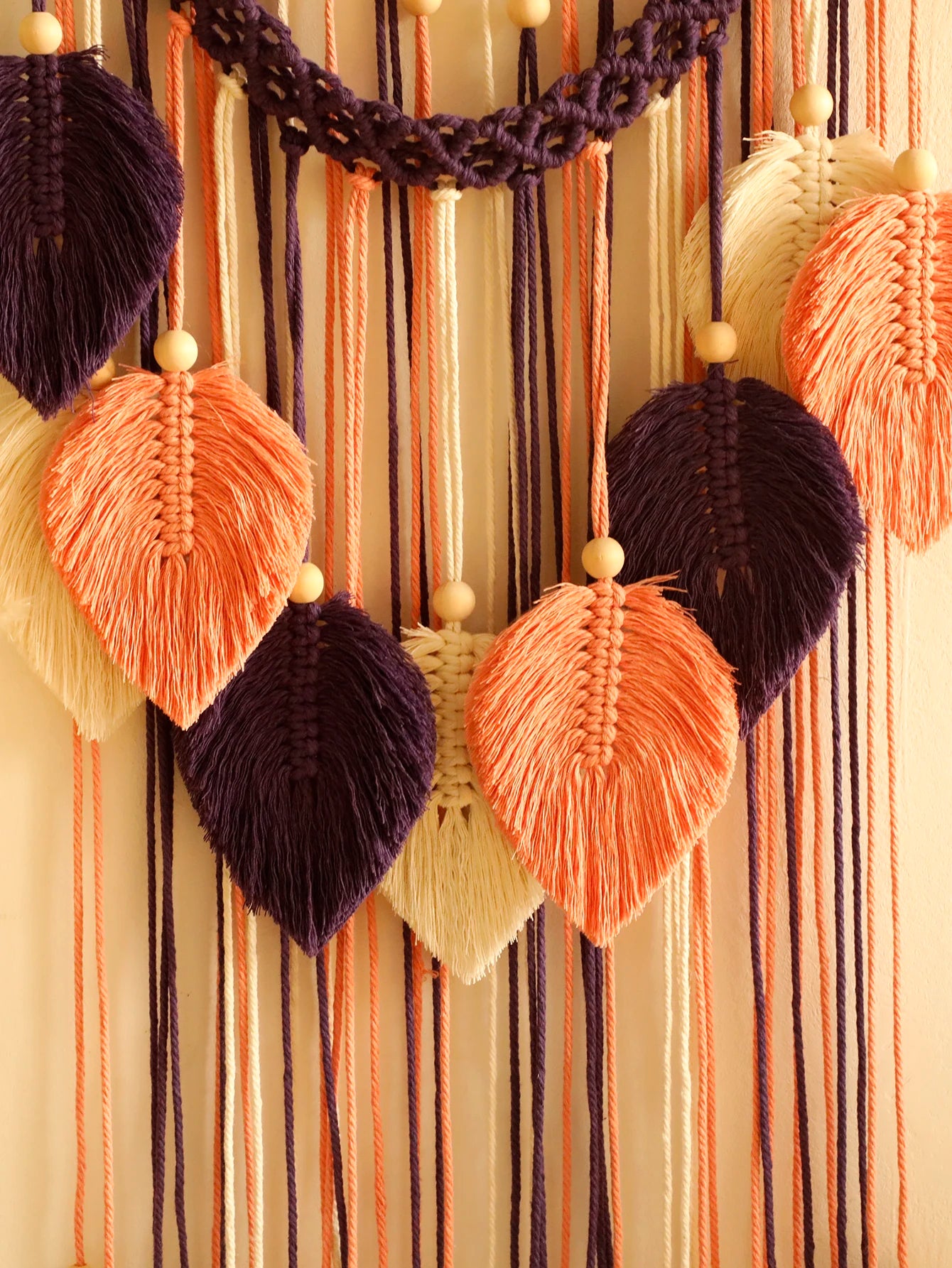 Macramé Mural Bohème Feuilles Tressées