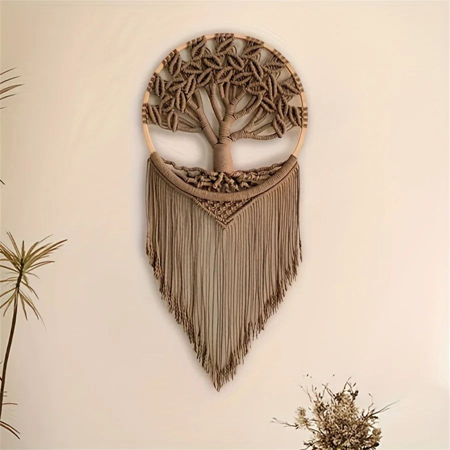 Macramé mural arbre de vie bohème