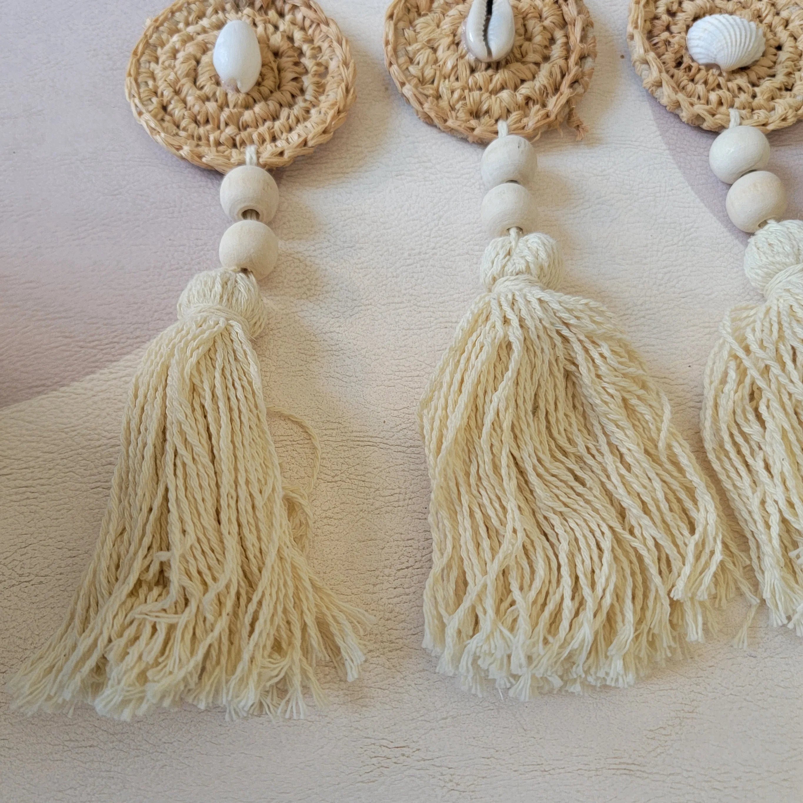 Suspensions macramé bohèmes coquillages (lot de 3)