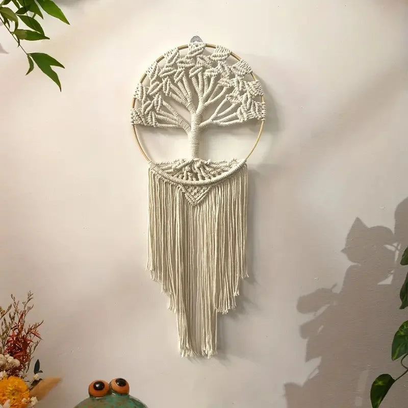 Macramé mural arbre de vie bohème